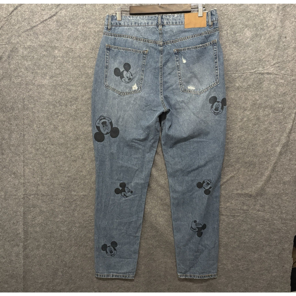 Divided Women's Blue Denim Jeans with Black Mickey Mouse Prints - Picture 2 of 8